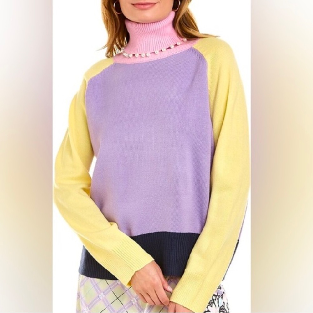 Olivia Rubin Colorblock turtleneck Sz L NWT